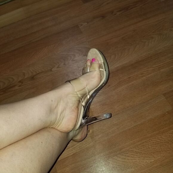 Clear Dream Paris Open Toes Chunky Heel Shoe nwt - Picture 8 of 10
